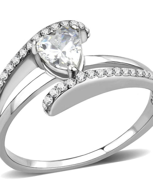 Load image into Gallery viewer, DA355 - High polished (no plating) Stainless Steel Ring with AAA Grade CZ in Clear
