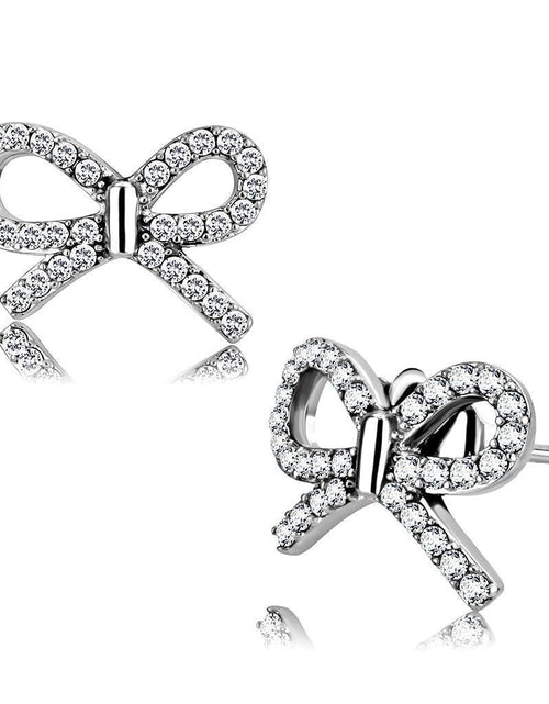 Load image into Gallery viewer, DA197 - High polished (no plating) Stainless Steel Earrings with AAA Grade CZ in Clear
