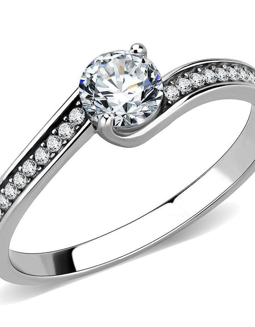 Load image into Gallery viewer, DA233 - High polished (no plating) Stainless Steel Ring with AAA Grade CZ in Clear
