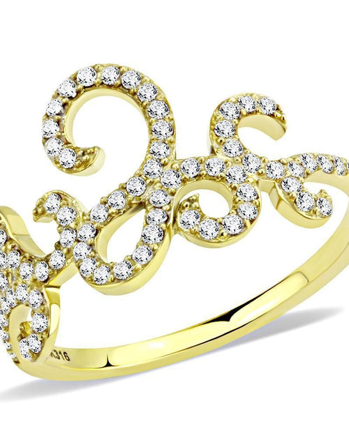 Load image into Gallery viewer, DA170 - IP Gold(Ion Plating) Stainless Steel Ring with AAA Grade CZ in Clear
