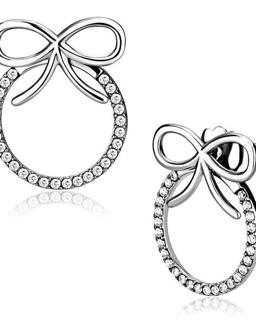 Load image into Gallery viewer, DA218 - High polished (no plating) Stainless Steel Earrings with AAA Grade CZ in Clear
