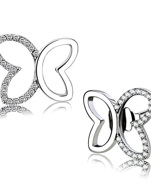 Load image into Gallery viewer, DA209 - High polished (no plating) Stainless Steel Earrings with AAA Grade CZ in Clear
