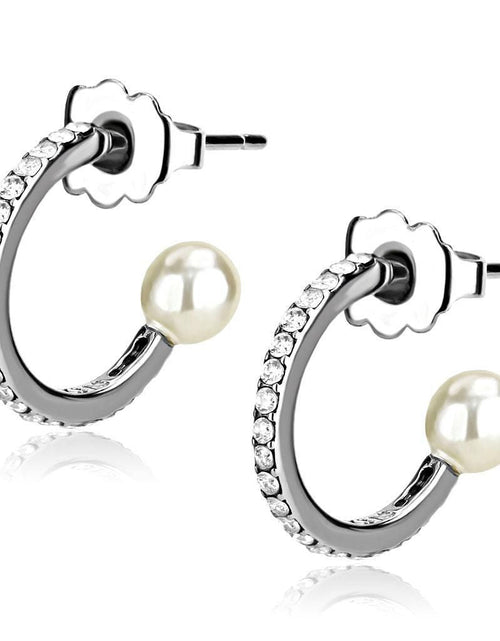 Load image into Gallery viewer, DA224 - High polished (no plating) Stainless Steel Earrings with Synthetic Pearl in White
