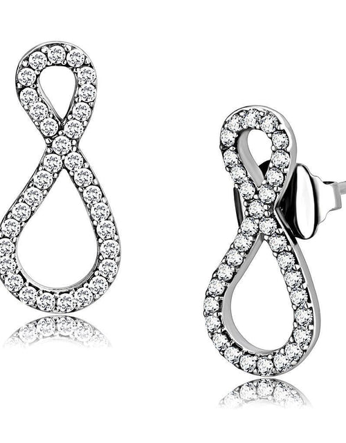 Load image into Gallery viewer, DA186 - High polished (no plating) Stainless Steel Earrings with AAA Grade CZ in Clear
