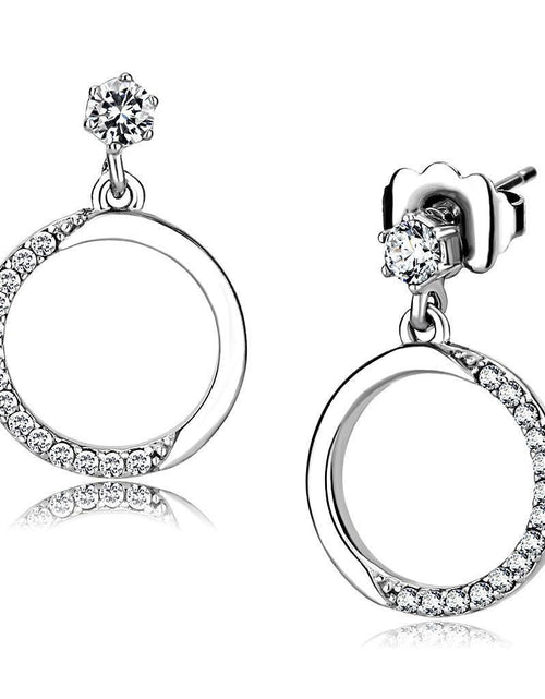 Load image into Gallery viewer, DA180 - High polished (no plating) Stainless Steel Earrings with AAA Grade CZ in Clear
