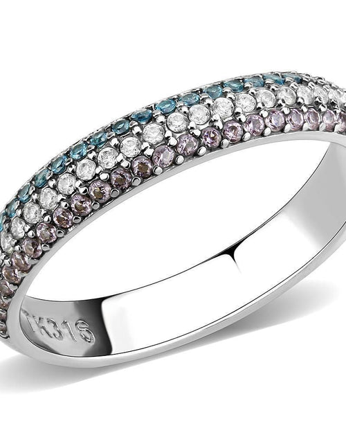 Load image into Gallery viewer, DA232 - High polished (no plating) Stainless Steel Ring with AAA Grade CZ in Multi Color
