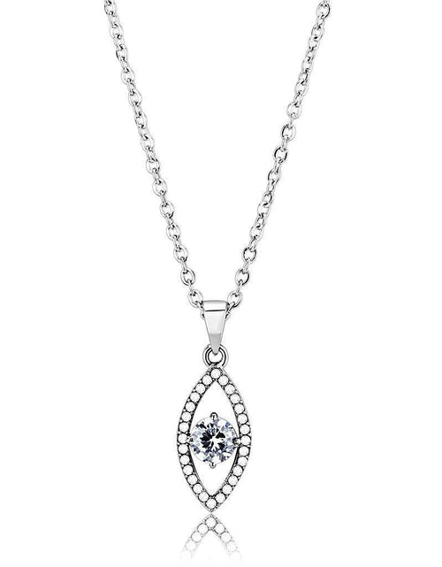 Load image into Gallery viewer, DA228 - High polished (no plating) Stainless Steel Chain Pendant with AAA Grade CZ in Clear
