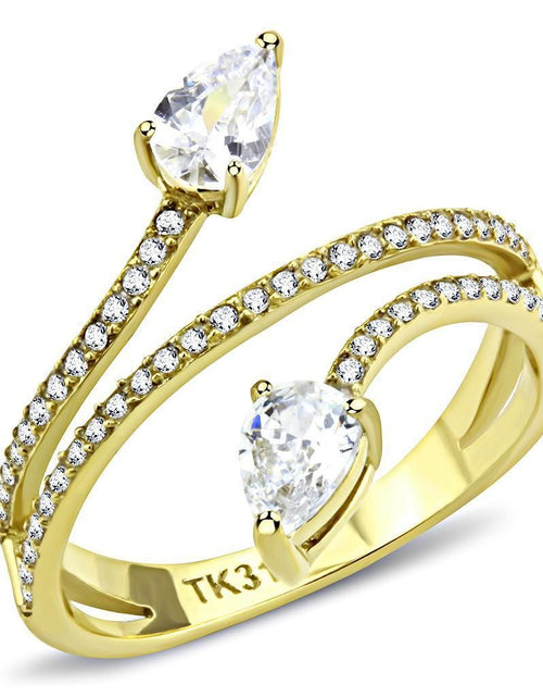 Load image into Gallery viewer, DA171 - IP Gold(Ion Plating) Stainless Steel Ring with AAA Grade CZ in Clear
