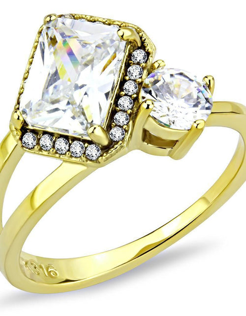 Load image into Gallery viewer, DA173 - IP Gold(Ion Plating) Stainless Steel Ring with AAA Grade CZ in Clear
