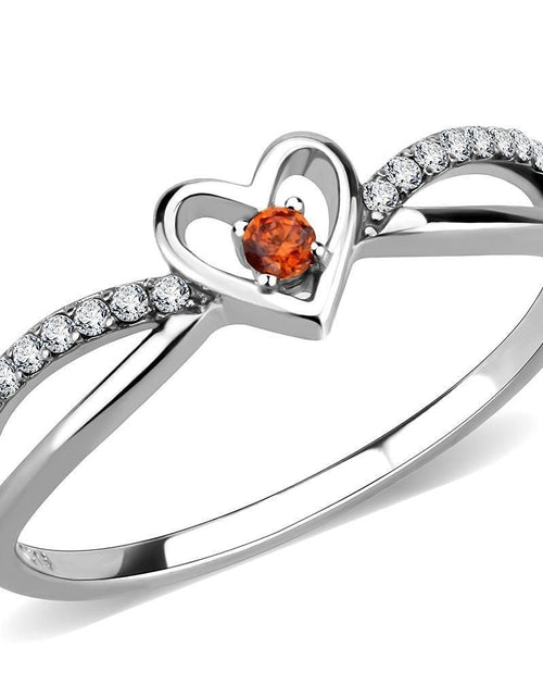Load image into Gallery viewer, DA235 - High polished (no plating) Stainless Steel Ring with AAA Grade CZ in Orange
