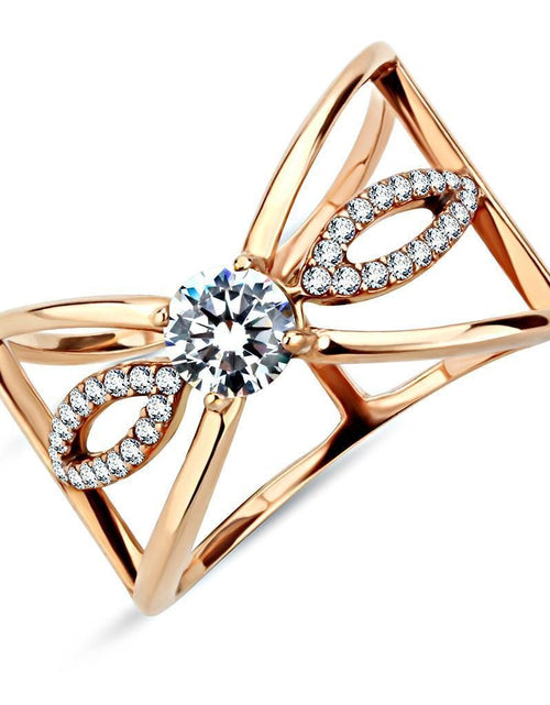 Load image into Gallery viewer, DA169 - IP Rose Gold(Ion Plating) Stainless Steel Ring with AAA Grade CZ in Clear

