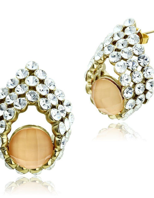 Load image into Gallery viewer, GL355 - IP Gold(Ion Plating) Brass Earrings with Synthetic Synthetic Stone in Orange
