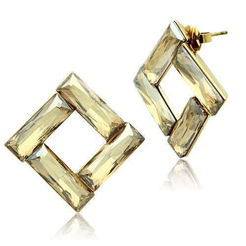 Load image into Gallery viewer, GL344 - IP Gold(Ion Plating) Brass Earrings with Top Grade Crystal in Topaz
