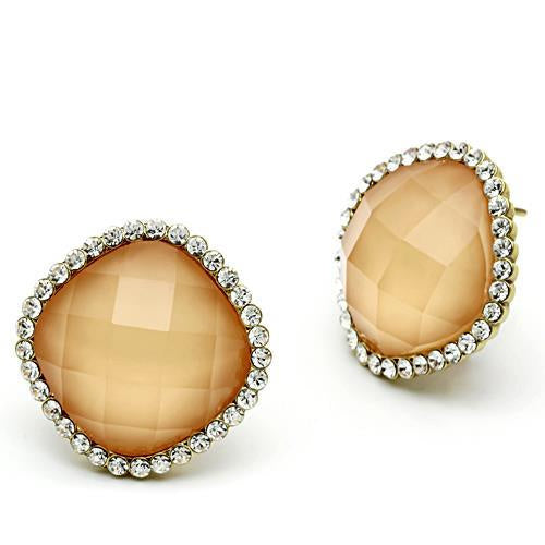 Load image into Gallery viewer, GL345 - IP Gold(Ion Plating) Brass Earrings with Synthetic Synthetic Stone in Orange
