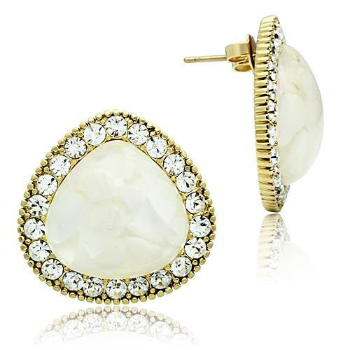 Load image into Gallery viewer, GL346 - IP Gold(Ion Plating) Brass Earrings with Synthetic Synthetic Stone in Clear
