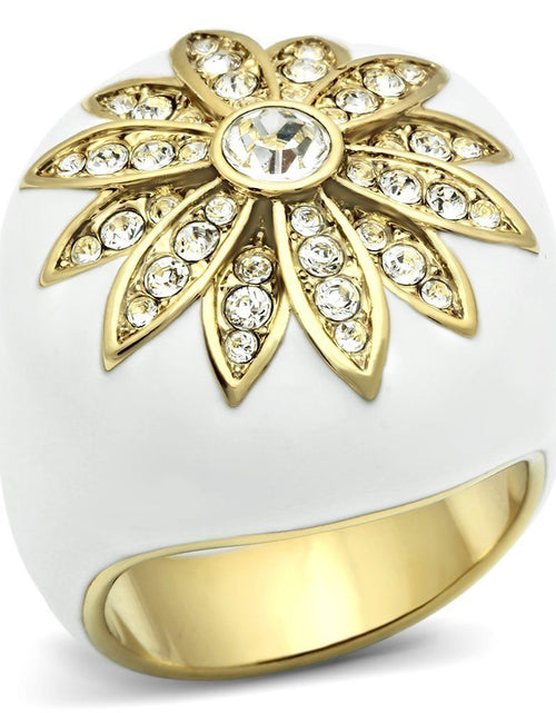Load image into Gallery viewer, GL326 - IP Gold(Ion Plating) Brass Ring with Top Grade Crystal in Clear
