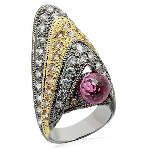 Load image into Gallery viewer, LO1001 - Rhodium+Gold+ Ruthenium Brass Ring with AAA Grade CZ in Multi Color
