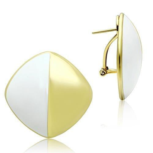 Load image into Gallery viewer, GL340 - IP Gold(Ion Plating) Brass Earrings with Epoxy in White
