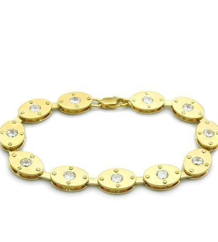 LO2018 - Matte Gold & Gold Brass Bracelet with AAA Grade CZ in Clear