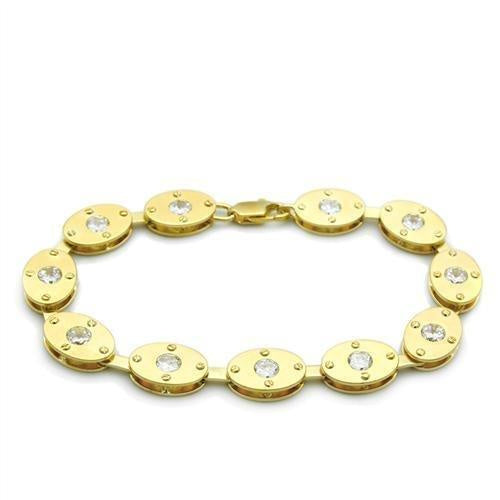 Load image into Gallery viewer, LO2018 - Matte Gold &amp; Gold Brass Bracelet with AAA Grade CZ in Clear
