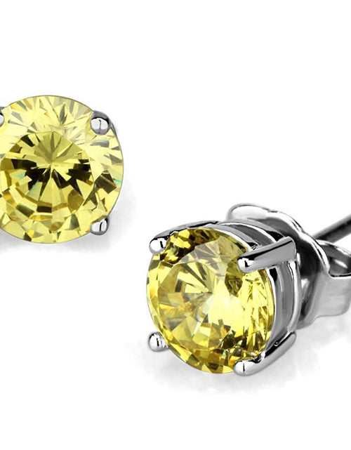 Load image into Gallery viewer, LO3953 - Rhodium Brass Earrings with AAA Grade CZ in Citrine Yellow
