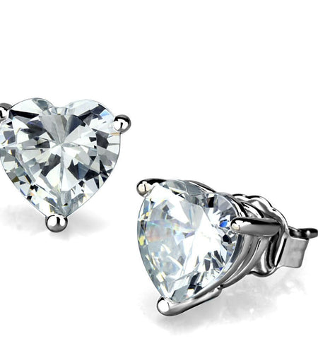 LO3951 - Rhodium Brass Earrings with AAA Grade CZ in Clear