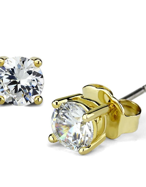 Load image into Gallery viewer, LO3958 - Gold Brass Earrings with AAA Grade CZ in Clear
