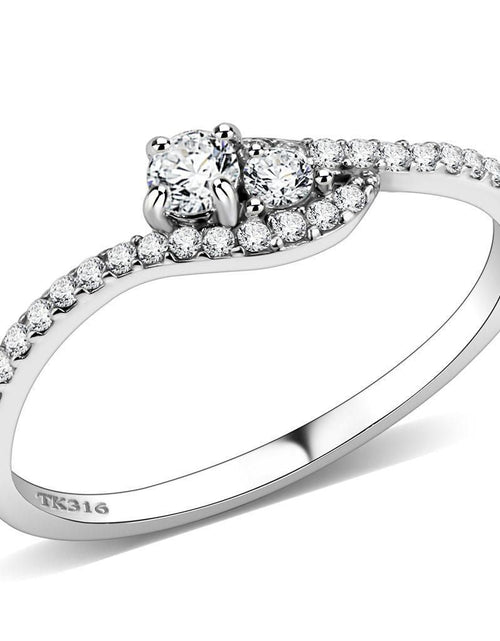 Load image into Gallery viewer, DA382 - High polished (no plating) Stainless Steel Ring with AAA Grade CZ in Clear
