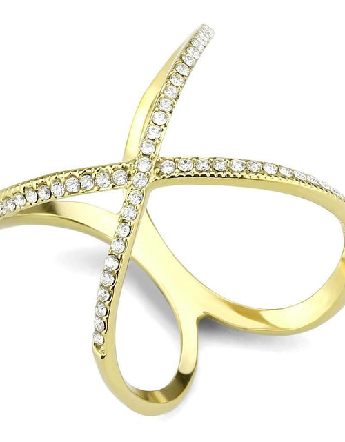 Load image into Gallery viewer, DA387 - IP Gold(Ion Plating) Stainless Steel Ring with AAA Grade CZ in Clear
