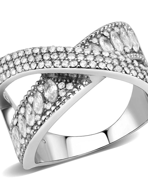 Load image into Gallery viewer, DA361 - High polished (no plating) Stainless Steel Ring with AAA Grade CZ in Clear

