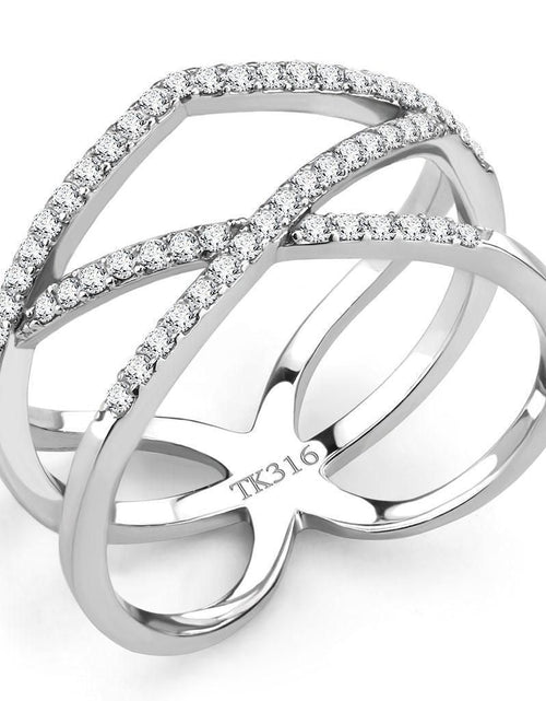 Load image into Gallery viewer, DA381 - High polished (no plating) Stainless Steel Ring with AAA Grade CZ in Clear
