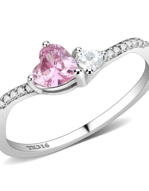 Load image into Gallery viewer, DA384 - High polished (no plating) Stainless Steel Ring with AAA Grade CZ in Rose
