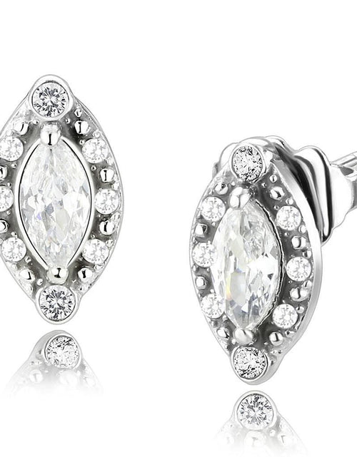 Load image into Gallery viewer, DA368 - High polished (no plating) Stainless Steel Earrings with AAA Grade CZ in Clear
