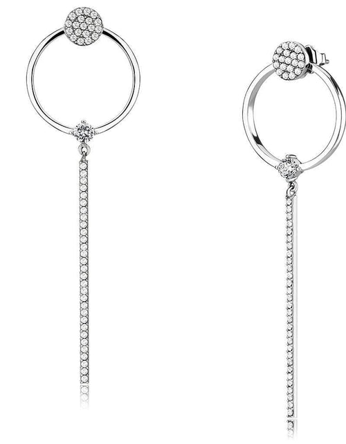 Load image into Gallery viewer, DA371 - High polished (no plating) Stainless Steel Earrings with AAA Grade CZ in Clear
