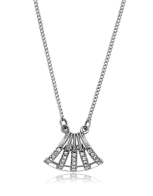 Load image into Gallery viewer, DA380 - High polished (no plating) Stainless Steel Chain Pendant with AAA Grade CZ in Clear
