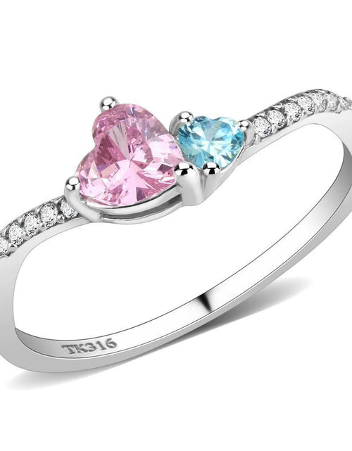 Load image into Gallery viewer, DA384Q - High polished (no plating) Stainless Steel Ring with AAA Grade CZ in Multi Color
