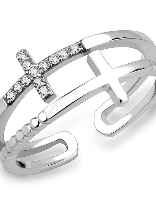Load image into Gallery viewer, DA319 - No Plating Stainless Steel Ring with AAA Grade CZ in Clear
