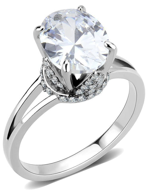 Load image into Gallery viewer, DA314 - No Plating Stainless Steel Ring with AAA Grade CZ in Clear
