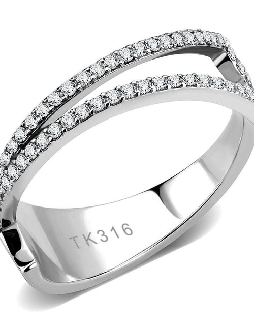 Load image into Gallery viewer, DA310 - No Plating Stainless Steel Ring with AAA Grade CZ in Clear
