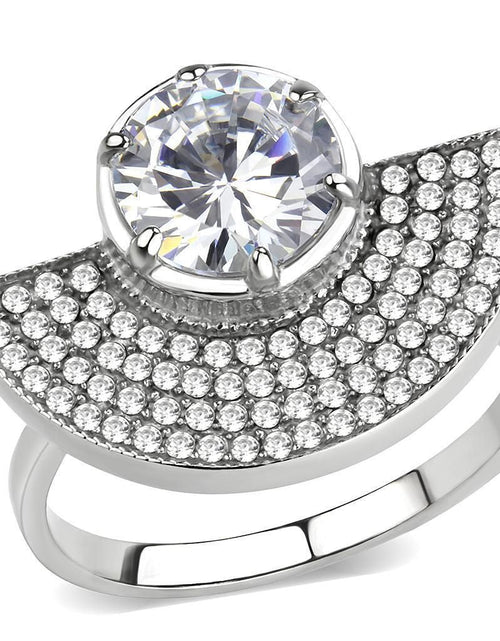 Load image into Gallery viewer, DA336 - No Plating Stainless Steel Ring with AAA Grade CZ in Clear
