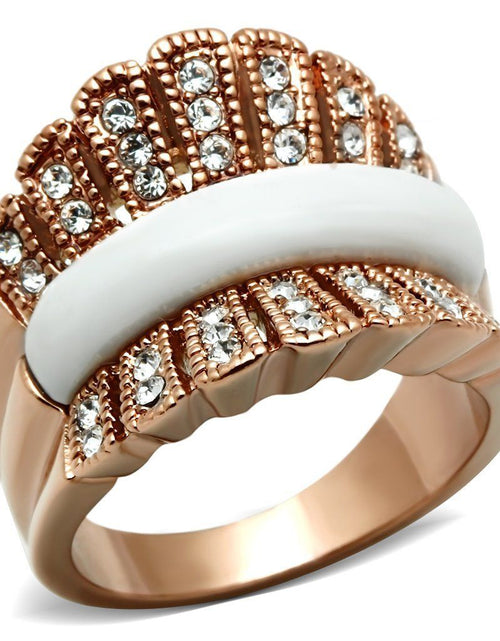 Load image into Gallery viewer, GL223 - IP Rose Gold(Ion Plating) Brass Ring with Semi-Precious Agate in White

