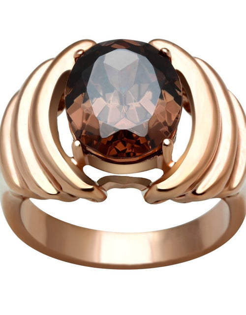 Load image into Gallery viewer, GL242 - IP Rose Gold(Ion Plating) Brass Ring with AAA Grade CZ in Brown
