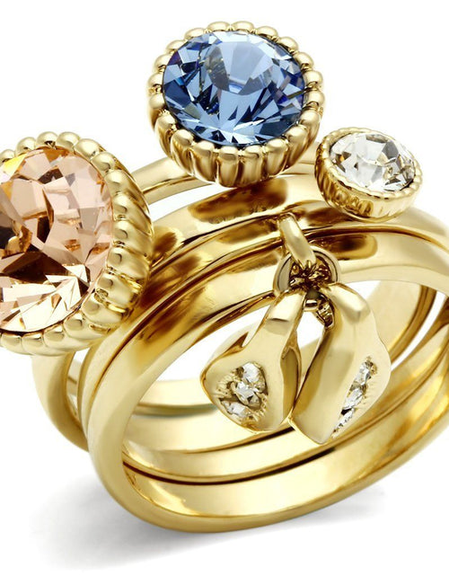 Load image into Gallery viewer, GL276 - IP Gold(Ion Plating) Brass Ring with Top Grade Crystal in Multi Color
