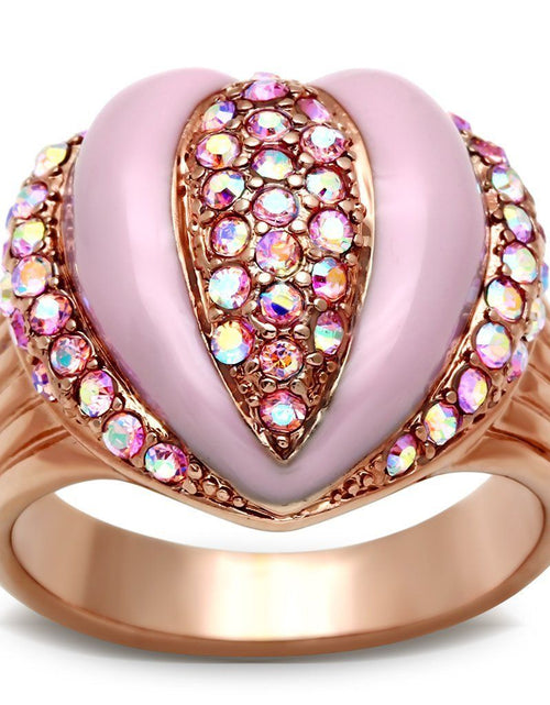 Load image into Gallery viewer, GL227 - IP Rose Gold(Ion Plating) Brass Ring with Top Grade Crystal in Light Rose

