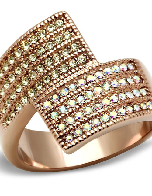 Load image into Gallery viewer, GL229 - IP Rose Gold(Ion Plating) Brass Ring with Top Grade Crystal in Multi Color
