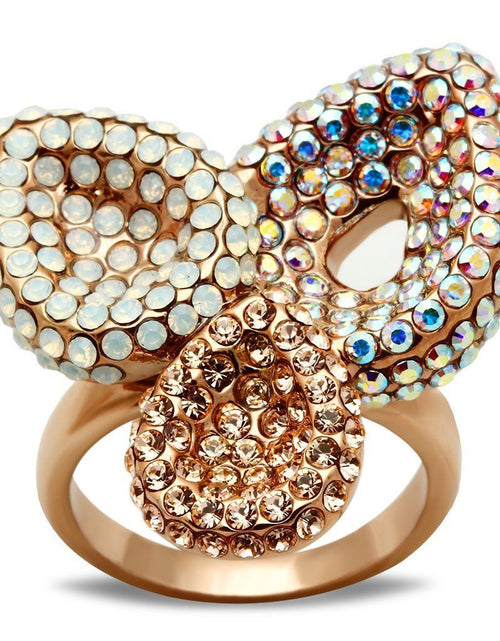 Load image into Gallery viewer, GL219 - IP Rose Gold(Ion Plating) Brass Ring with Top Grade Crystal in Multi Color
