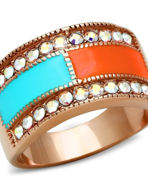 Load image into Gallery viewer, GL221 - IP Rose Gold(Ion Plating) Brass Ring with Top Grade Crystal in Clear
