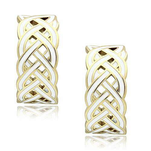 Load image into Gallery viewer, GL272 - IP Gold(Ion Plating) Brass Earrings with Epoxy in White
