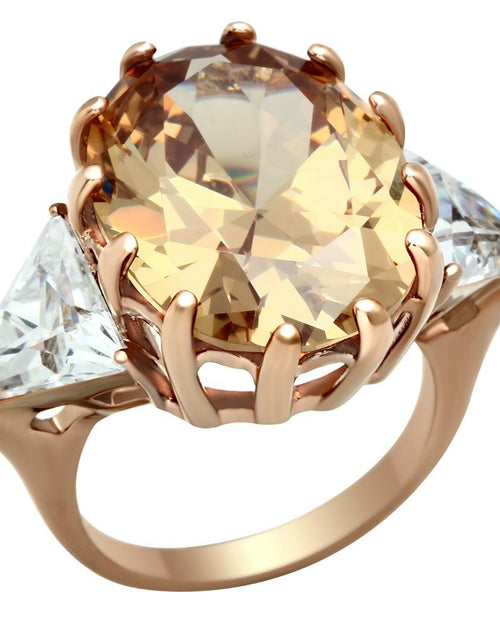 Load image into Gallery viewer, GL243 - IP Rose Gold(Ion Plating) Brass Ring with AAA Grade CZ in Champagne
