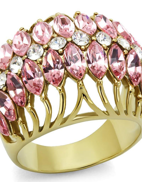 Load image into Gallery viewer, LO4108 - IP Gold(Ion Plating) Brass Ring with Top Grade Crystal in Rose
